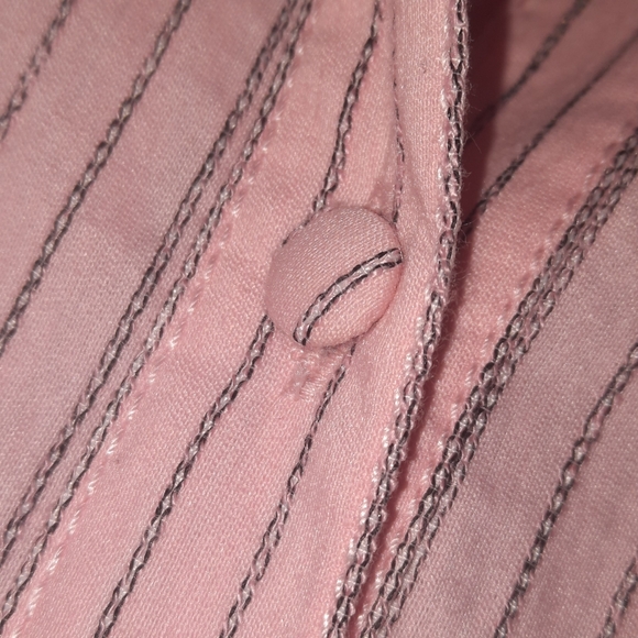 CINQ Á SEPT Shirt Dress Sofia Stripe Button Down Mini Pink Black White Pinstripe - Picture 2 of 10